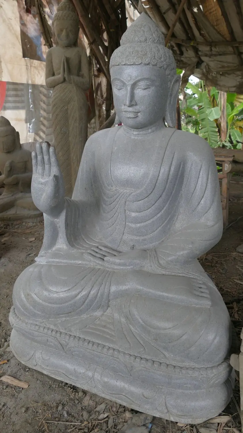  Product image 4 of the product “Seated Buddha made of Riverstone in Abhaya Position - gesture of fearlessness, H.108 cm. ”